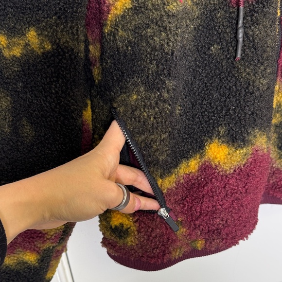 JoyLab Fleece Jacket Hooded Sherpa Zip Up Burgundy Camo Medium - Picture 4 of 11